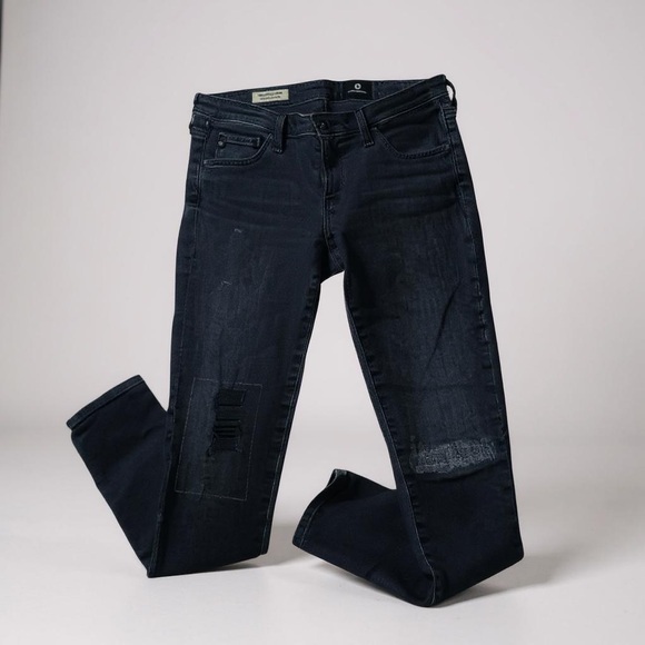 AG Super Skinny Distressed Faded Black Jeans - Picture 1 of 7